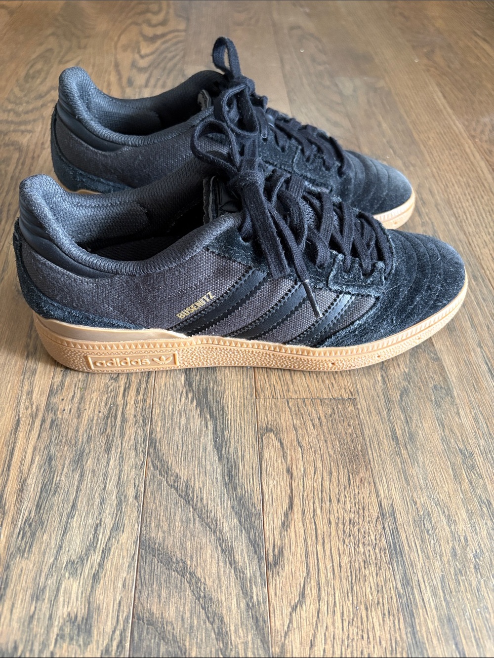 Adidas BUZENITZ Black Suede Sneakers with Gum Outsole